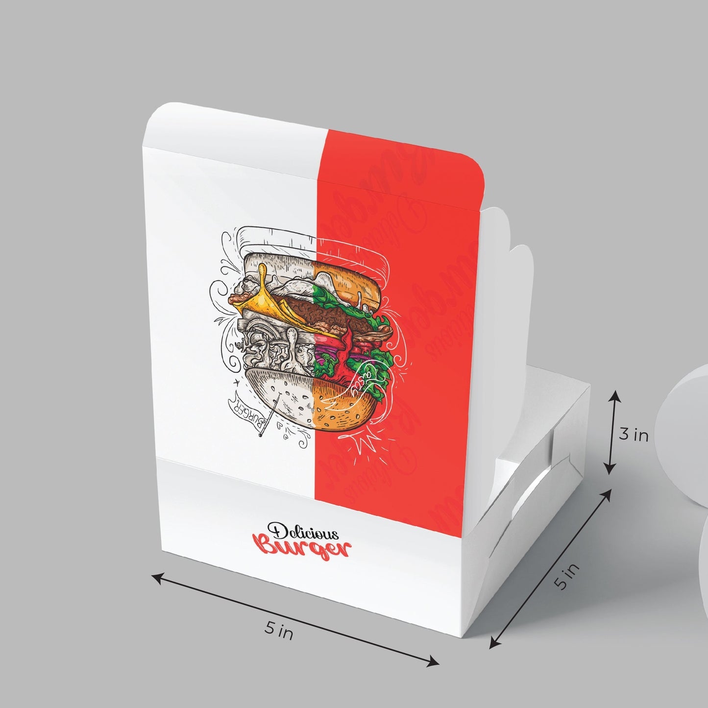 100 pieces Burger Box ( 5*5*3 inch )