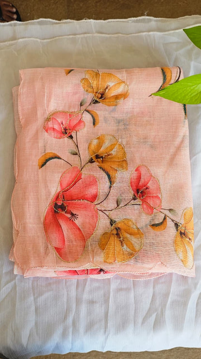 Floral Print Cotton Saree