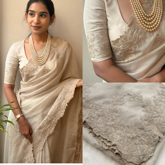 Organza Embroidered Saree
